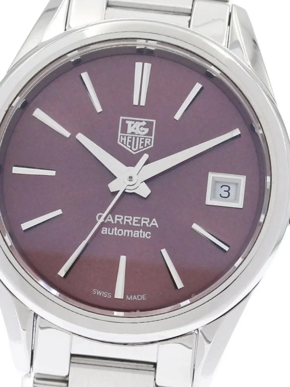 TAG HEUER Carrera WAR2417-0 Date wine-red Dial Automatic Ladies Watch_960875